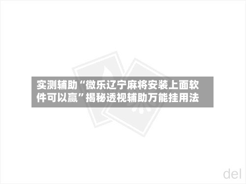 实测辅助“微乐辽宁麻将安装上面软件可以赢”揭秘透视辅助万能挂用法-第3张图片