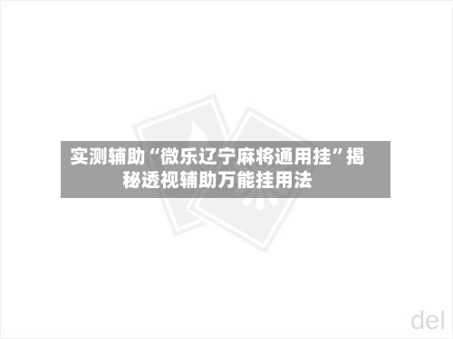 实测辅助“微乐辽宁麻将通用挂”揭秘透视辅助万能挂用法-第2张图片