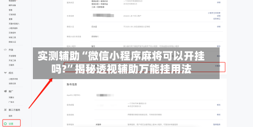 实测辅助“微信小程序麻将可以开挂吗?”揭秘透视辅助万能挂用法-第1张图片