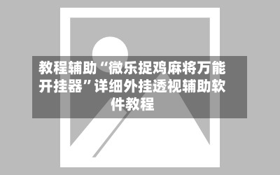 教程辅助“微乐捉鸡麻将万能开挂器”详细外挂透视辅助软件教程-第3张图片