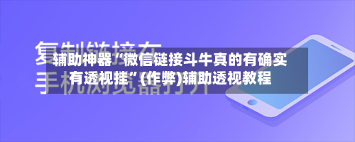 辅助神器“微信链接斗牛真的有确实有透视挂”(作弊)辅助透视教程-第1张图片