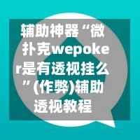 辅助神器“微扑克wepoker是有透视挂么	”(作弊)辅助透视教程-第2张图片